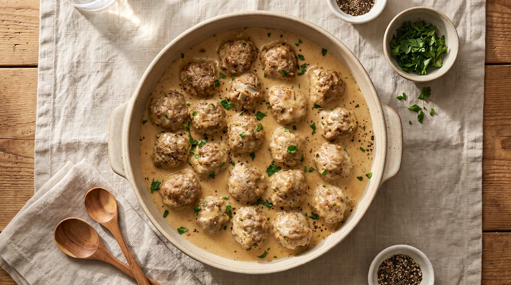Perfect Baked Swedish Meatballs with Creamy Gravy