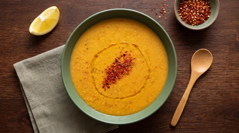 Hearty Red Lentil, Rice, and Bulgur Soup